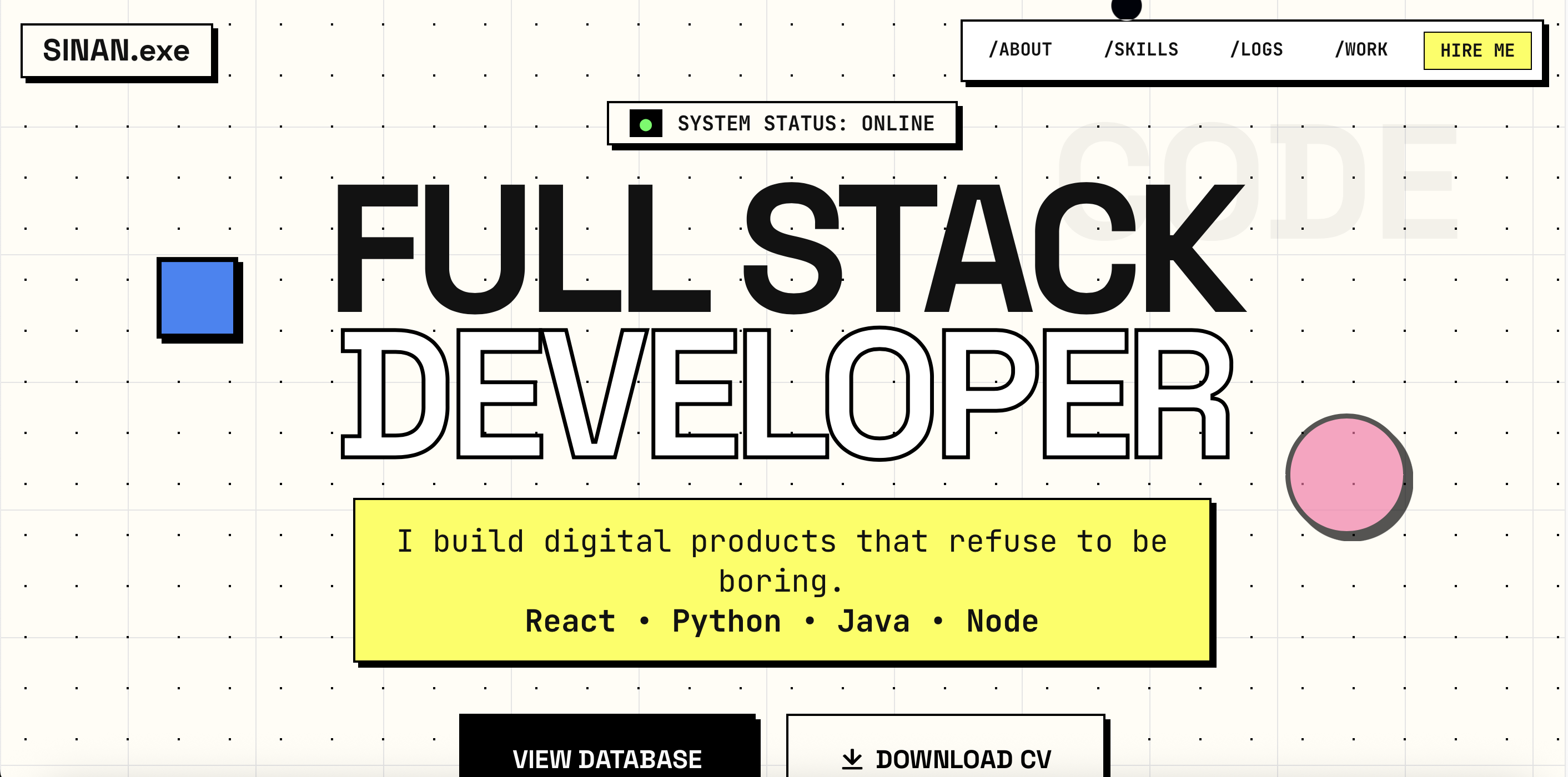 Professional Portfolio V1 - Full Stack Developer Portfolio with 3D Animations by Sinan